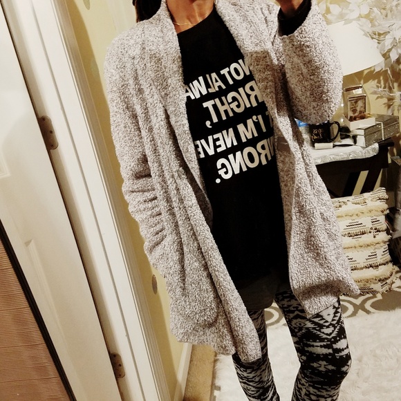 Gray Fluffy Cozy Cardigan Sweater - Picture 2 of 7